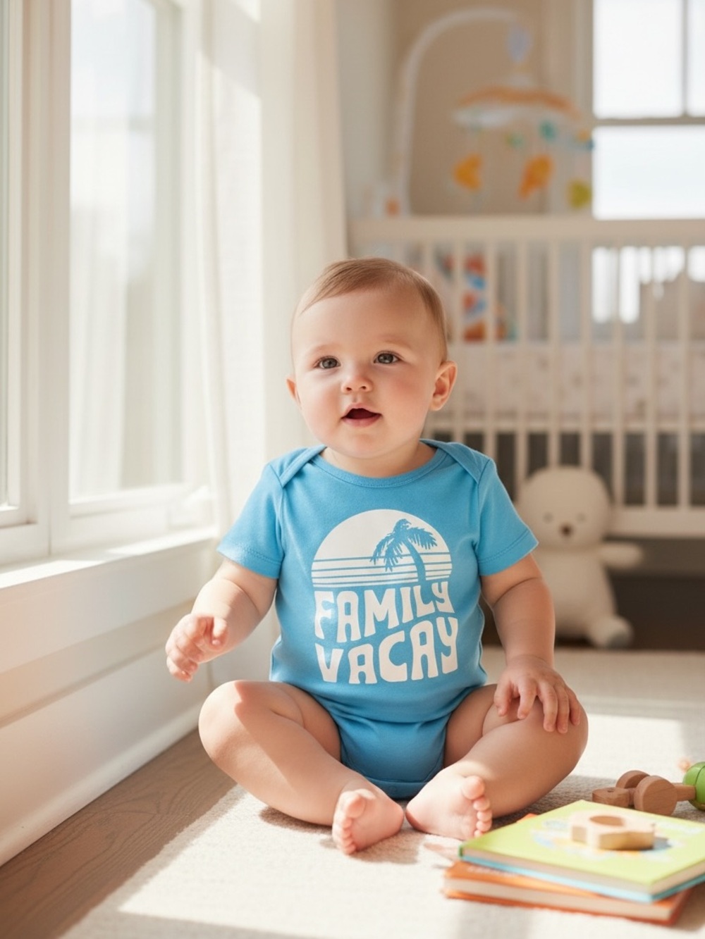 The Children’s Place Unisex Baby Onesie in Sky Blue with White Graphic NIP